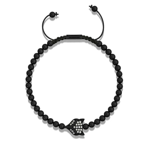 Renard de cristal | Bronze à canon | Noir | Bracelet Charmballa en macramé